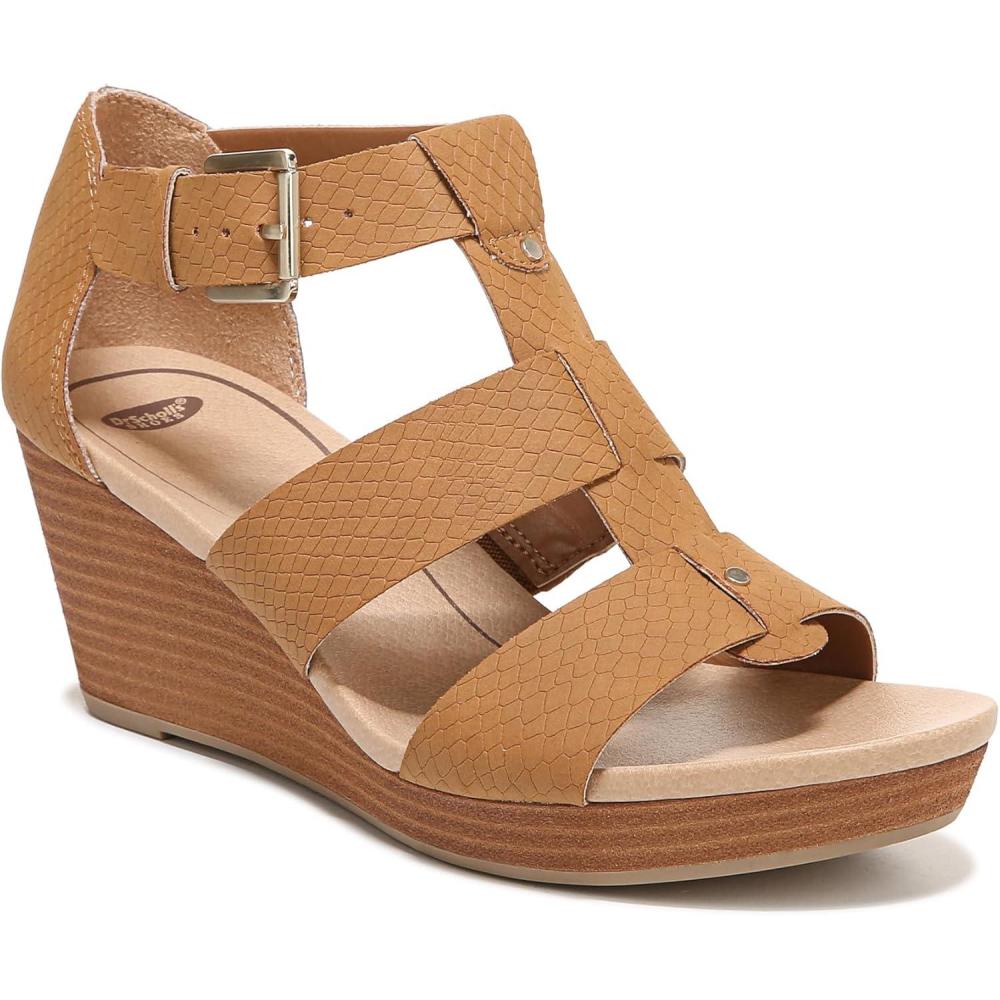 imageDr Scholls Shoes Womens Barton Wedge Platform SandalSaddle Snake Print