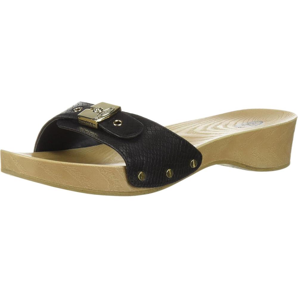 imageDr Scholls Shoes Womens Classic Sandal Faux Wood Slide SandalBlack Snake Print