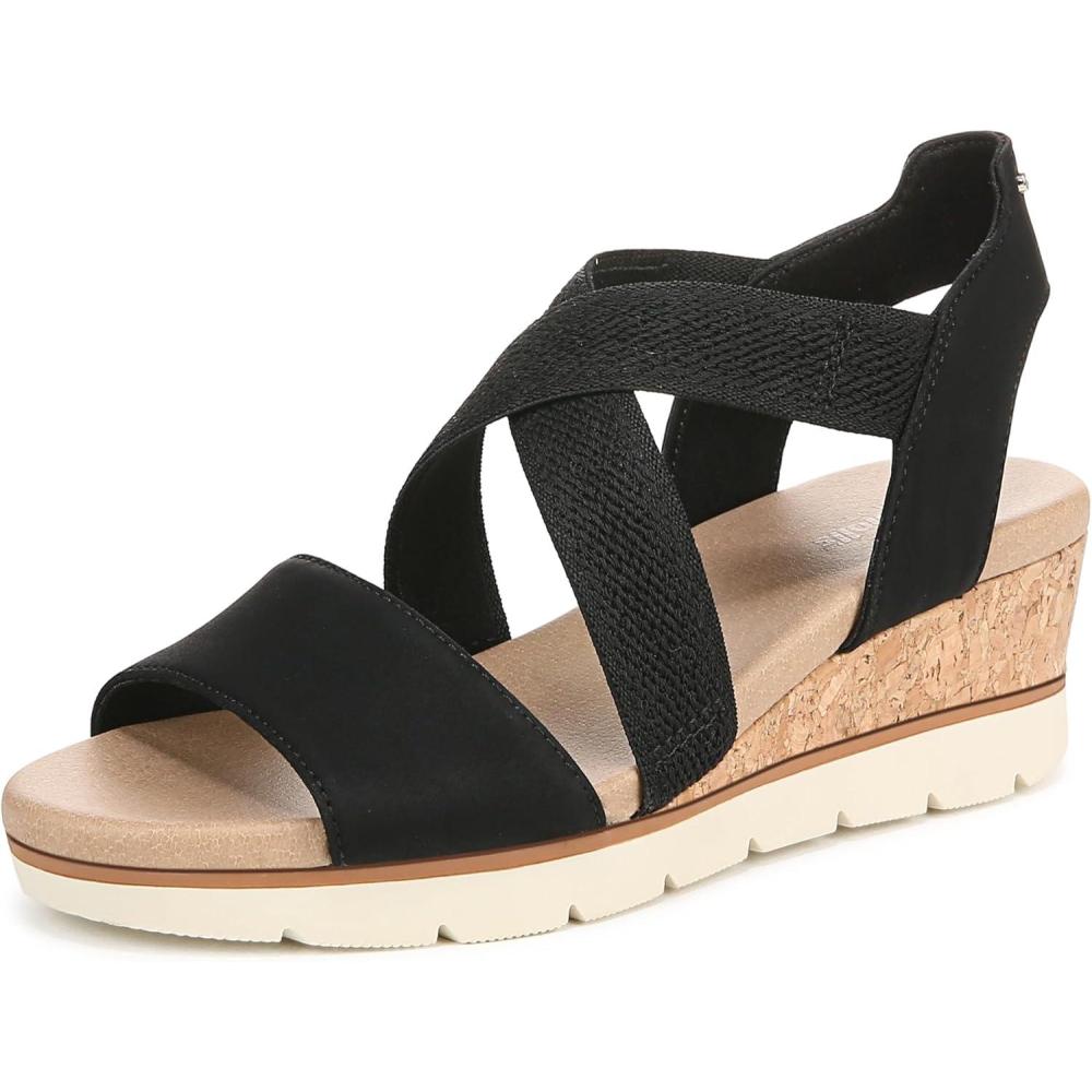 imageDr Scholls Womens Just Cute Wedge SandalBlack Fabric