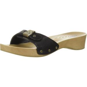 Dr. Scholl’s Shoes Women’s Classic Sandal Faux Wood Slide Sandal(Black Snake Print)