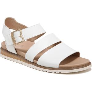 Dr. Scholl’s Work womens Island Glow Strappy Flat Sandal(White Smooth)
