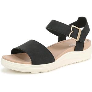 Dr. Scholl’s Shoes Women’s Time Off Sky Sandal(Black Smooth)