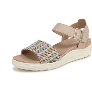 Dr. Scholl’s Shoes Women’s Time Off Sky Sandal(Cream Multi Woven)