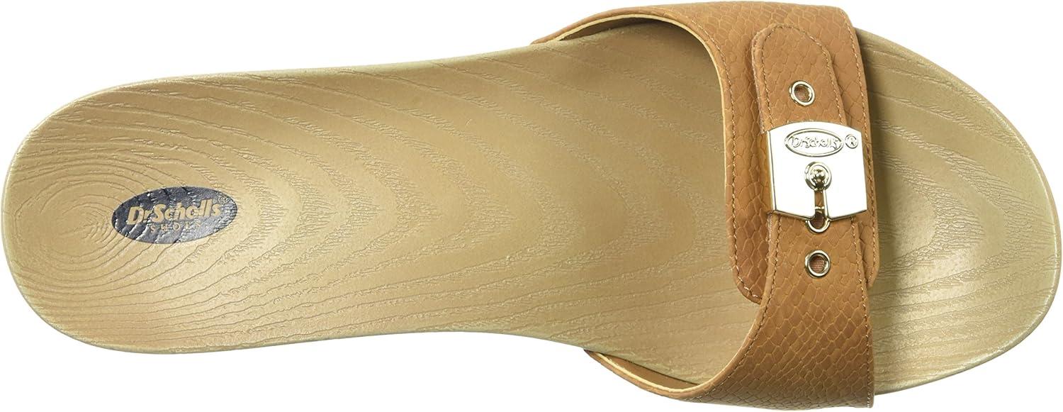 imageDrScholls SHOES womens Classic Sandal Faux Wood Slide SandalSaddle Snake Print