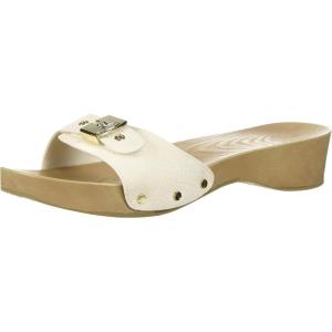 Dr.Scholl’s SHOES womens Classic Sandal Faux Wood Slide Sandal(Gardenia White Snake Print)