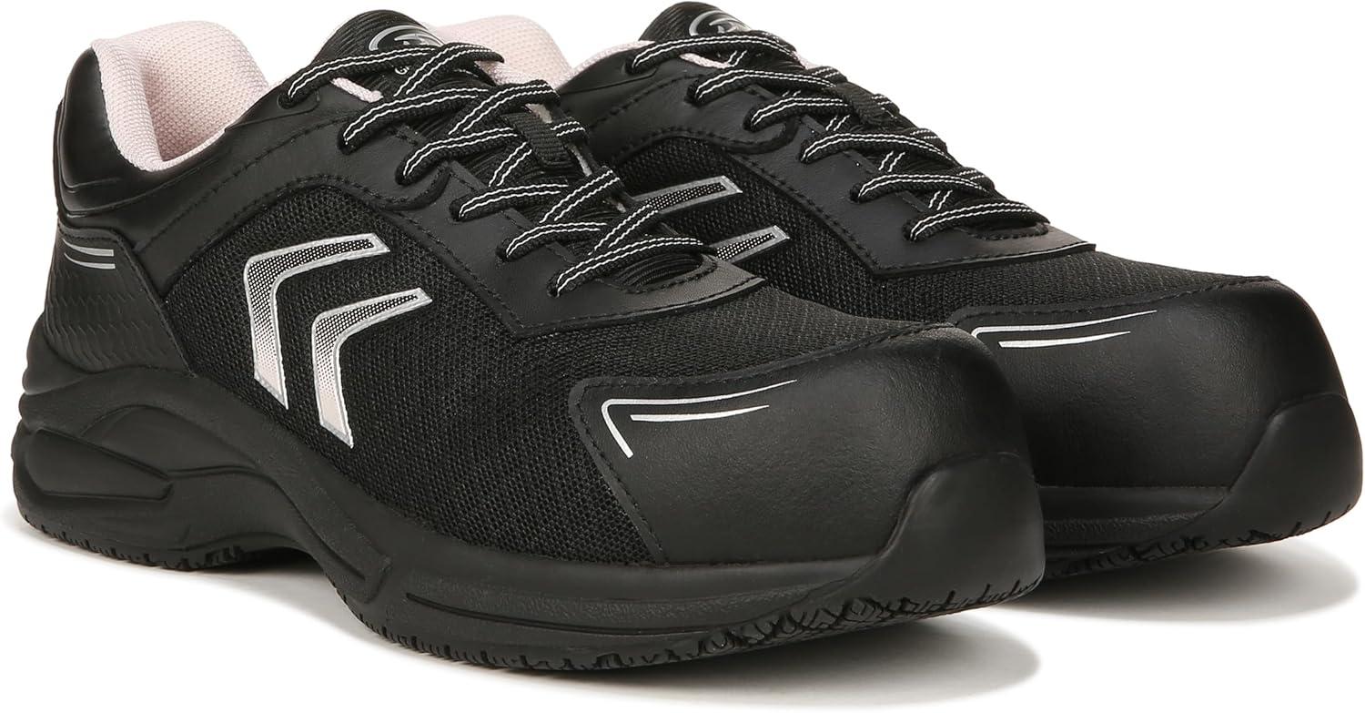 image:imageDr Scholls Womens Blaze Slip Resistant Composite Toe Work Sneaker Black Leather 8 M