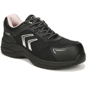 Dr. Scholl’s Womens Blaze Slip Resistant Composite Toe Work Sneaker Black Leather 8 M