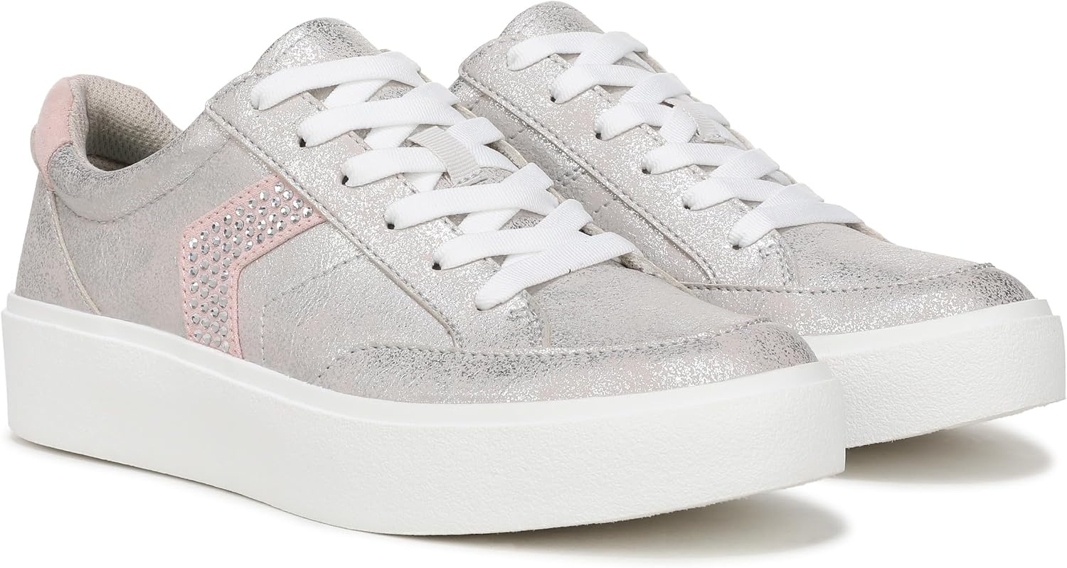 image:imageDr Scholls Madison LaceUp ShoesSilverPink Metallic Sparkle