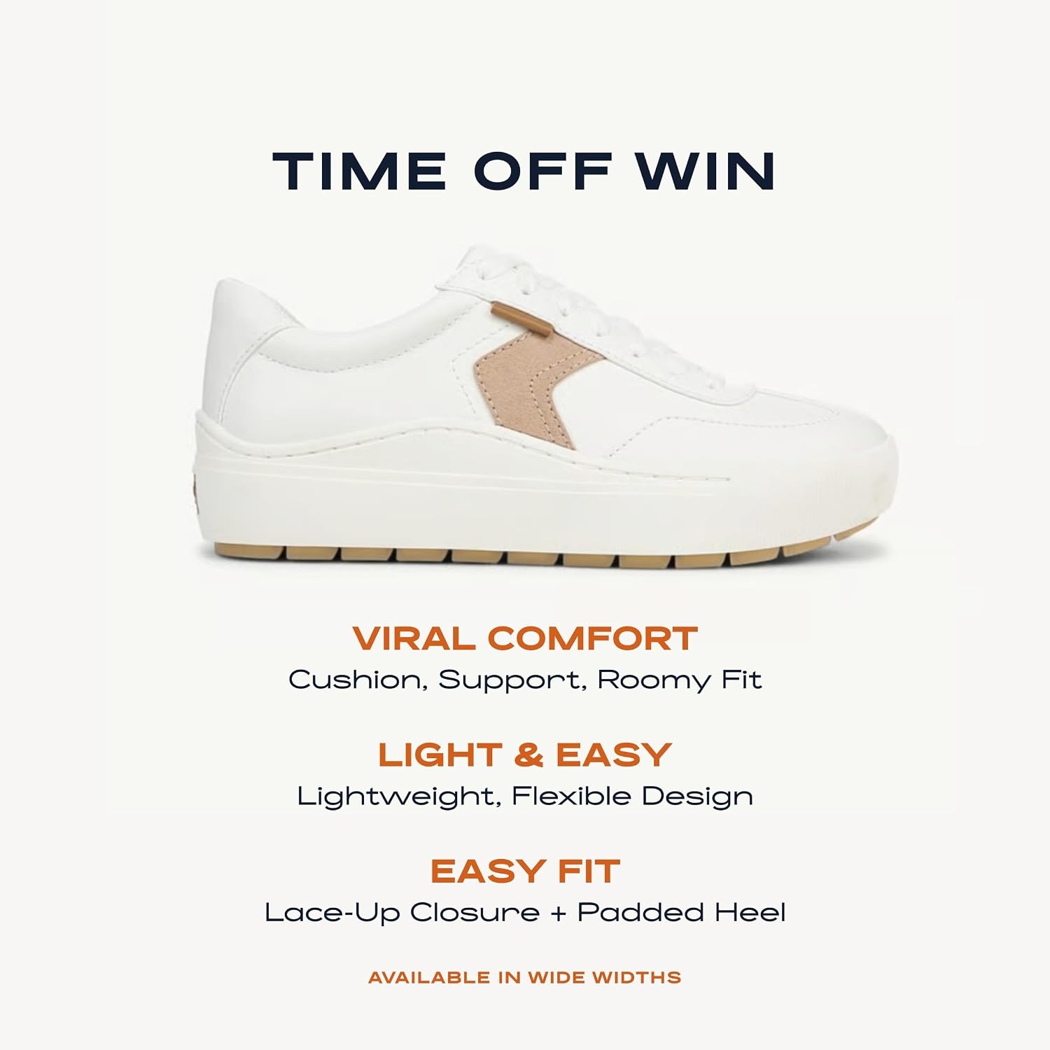 image:imageDr Scholls Shoes Womens Time Off Win SneakerWhiteSand Beige