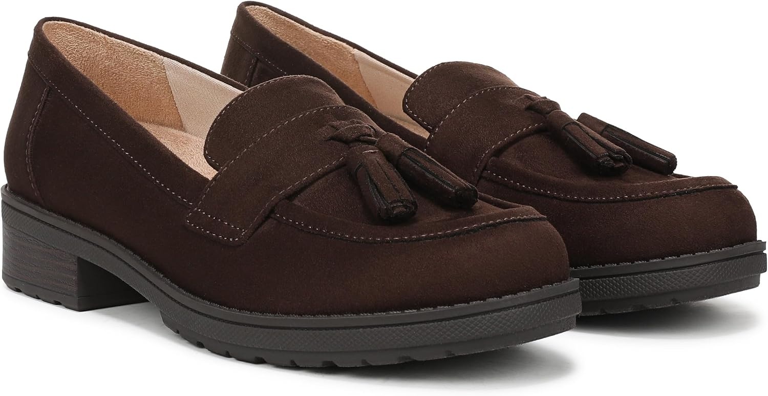 image:imageDr Scholls Dazzle LoaferMoc ShoesDark Umber Brown Microsuede