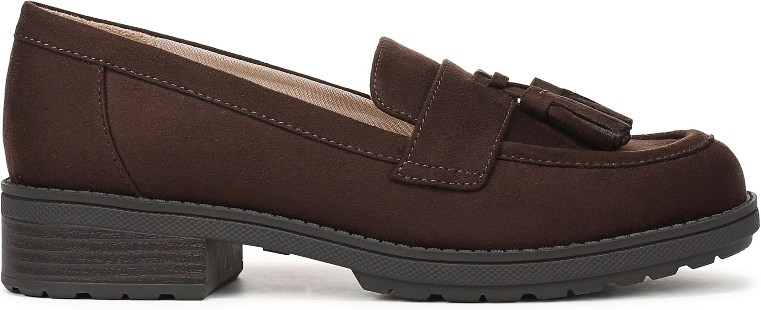 image:imageDr Scholls Dazzle LoaferMoc ShoesDark Umber Brown Microsuede