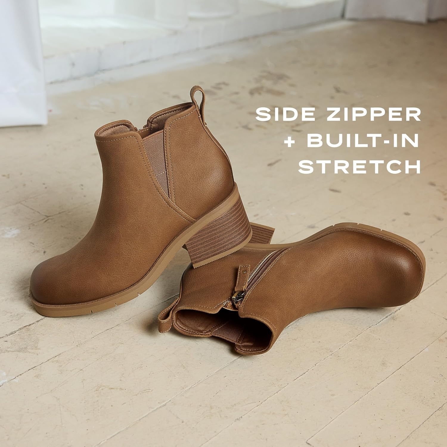 image:imageDr Scholls Joplin Low Zip Short BootsWarm Tan