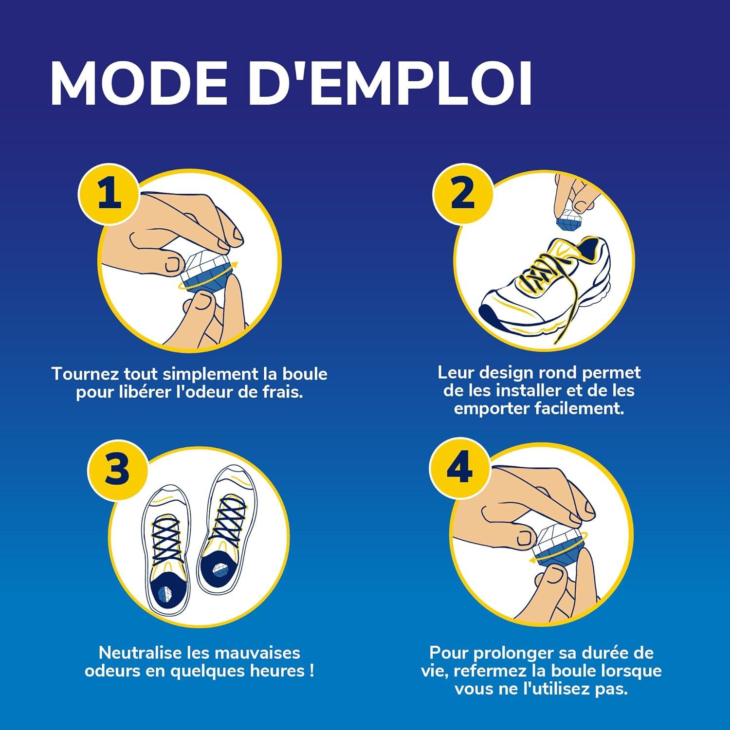 imageDr Scholls Boules dsodorisantes pour chaussures sacs et casiers de sport Cliniquement test Fracheur toute la journe Rutilisable et effet longue dure limine les odeurs indsirables