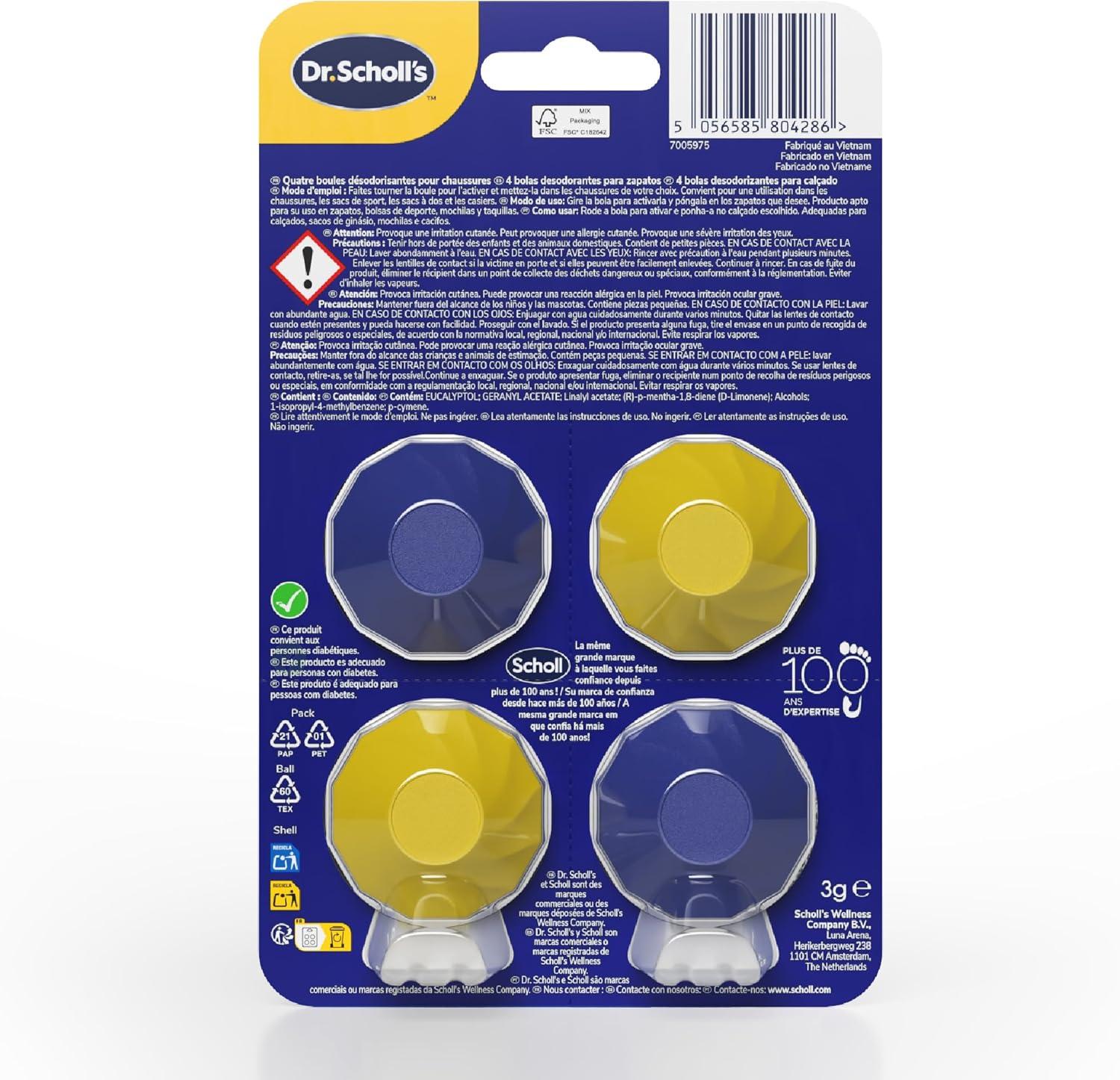 imageDr Scholls Boules dsodorisantes pour chaussures sacs et casiers de sport Cliniquement test Fracheur toute la journe Rutilisable et effet longue dure limine les odeurs indsirables