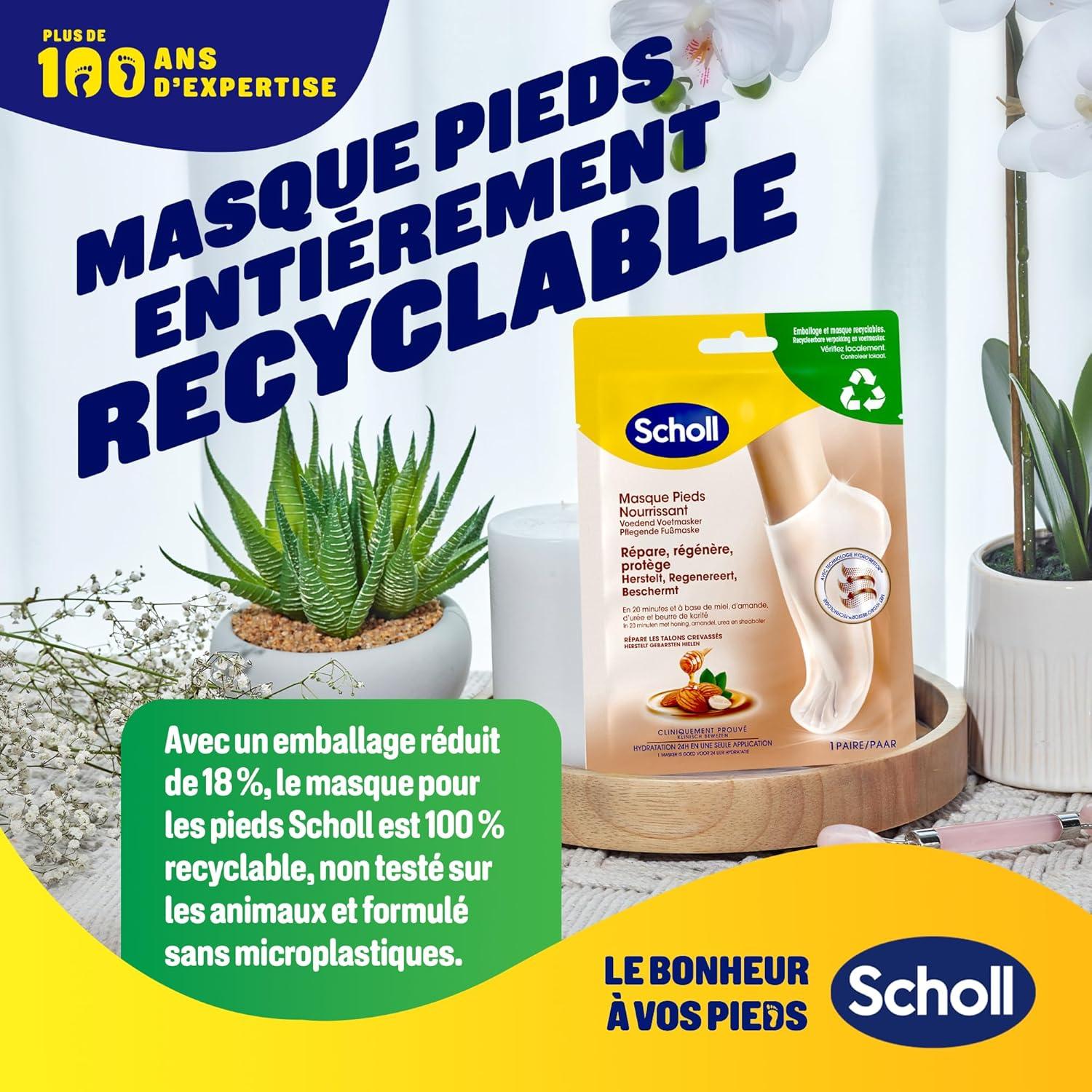 imageDr Scholls Masque Pieds Apaisant et Revitalisant pour Pieds Fatigus et Douloureux Chaussettes Hydratantes qui Adoucissent et Hydratent Grce aux Sels dEpsom Menthol Beurre de Karit et LavandeAmande et miel