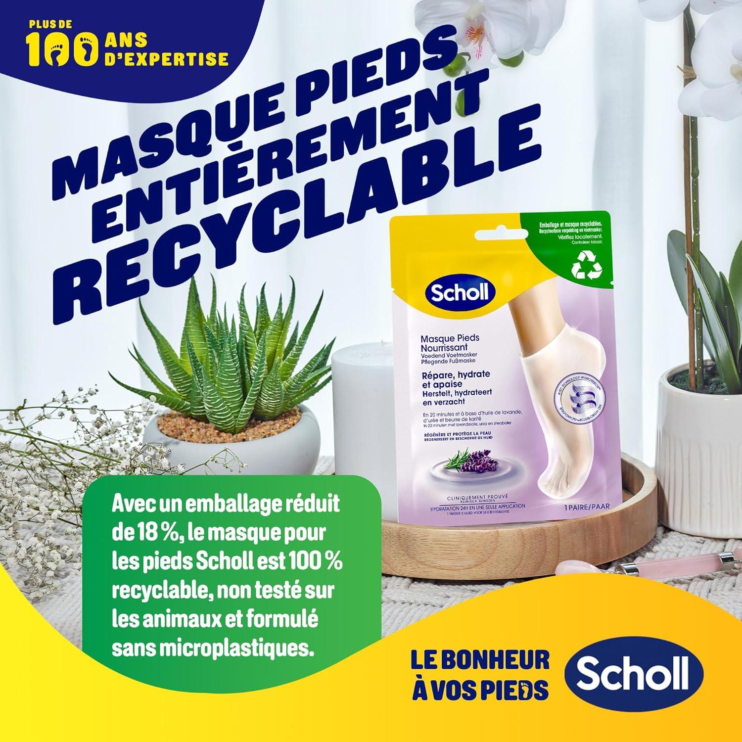 imageDr Scholls Masque Pieds Apaisant et Revitalisant pour Pieds Fatigus et Douloureux Chaussettes Hydratantes qui Adoucissent et Hydratent Grce aux Sels dEpsom Menthol Beurre de Karit et LavandeLavande