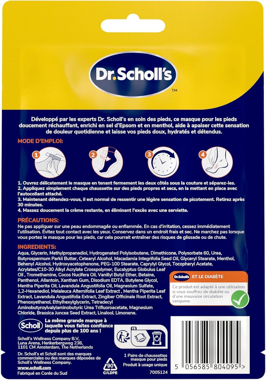 imageDr Scholls Masque Pieds Apaisant et Revitalisant pour Pieds Fatigus et Douloureux Chaussettes Hydratantes qui Adoucissent et Hydratent Grce aux Sels dEpsom Menthol Beurre de Karit et LavandeApaisant et revitalisant