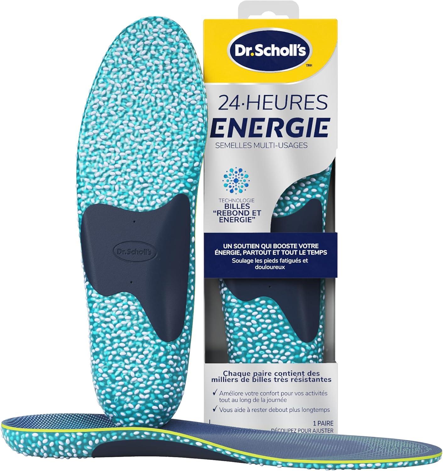 imageDrScholls Semelles multiusages 24Heures nergie pour tout type de chaussures Technologie Billes Rebond et nergie Soulage les pieds fatigus et douloureux 1 Paire Taille Large 40 475Blue