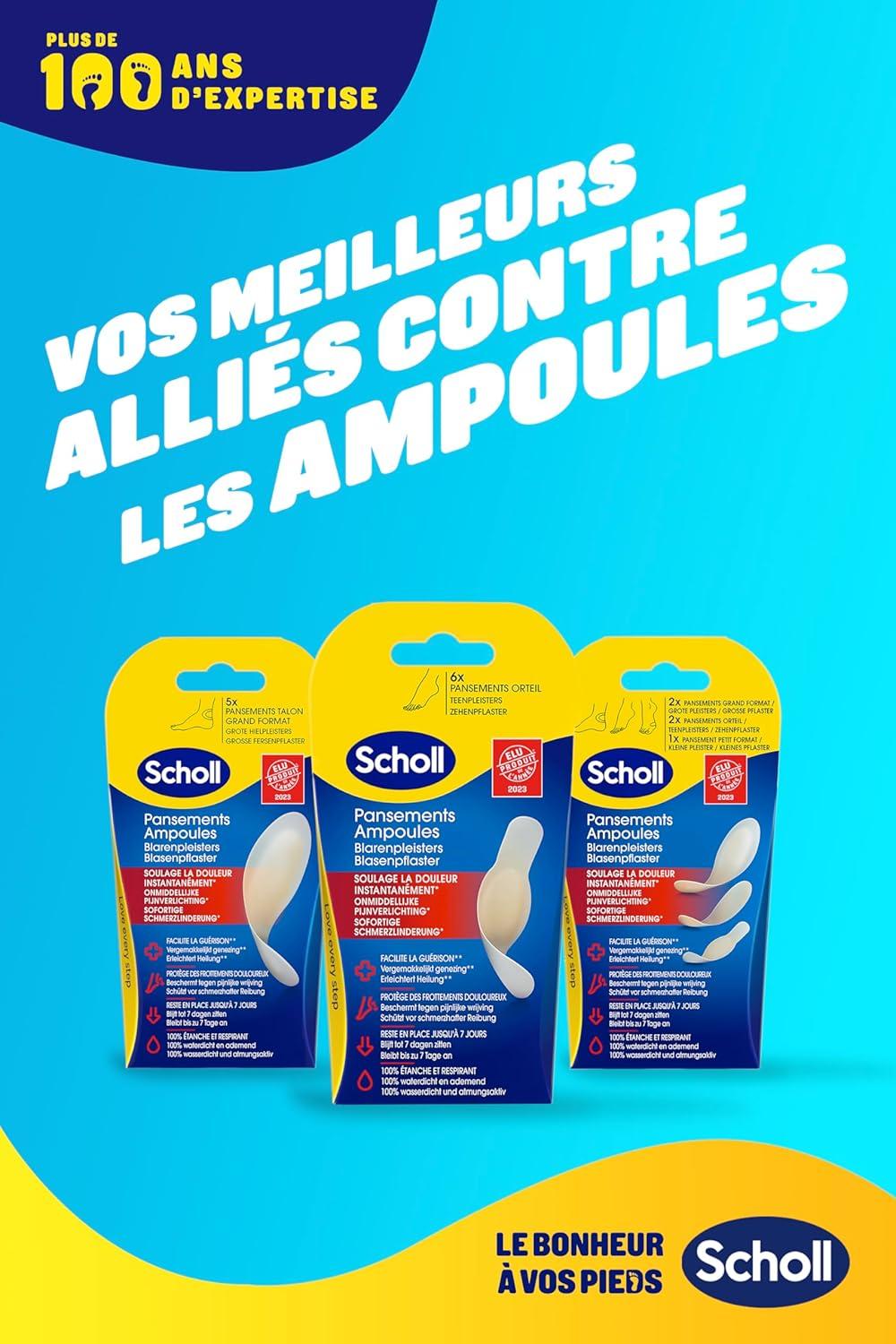imageScholl Pansements Ampoules Orteils Petit format Soulage Immdiatement la Douleur Cicatrisation Rapide Restent en Place Jusqu 7 Jours Bote de 5 pansements
