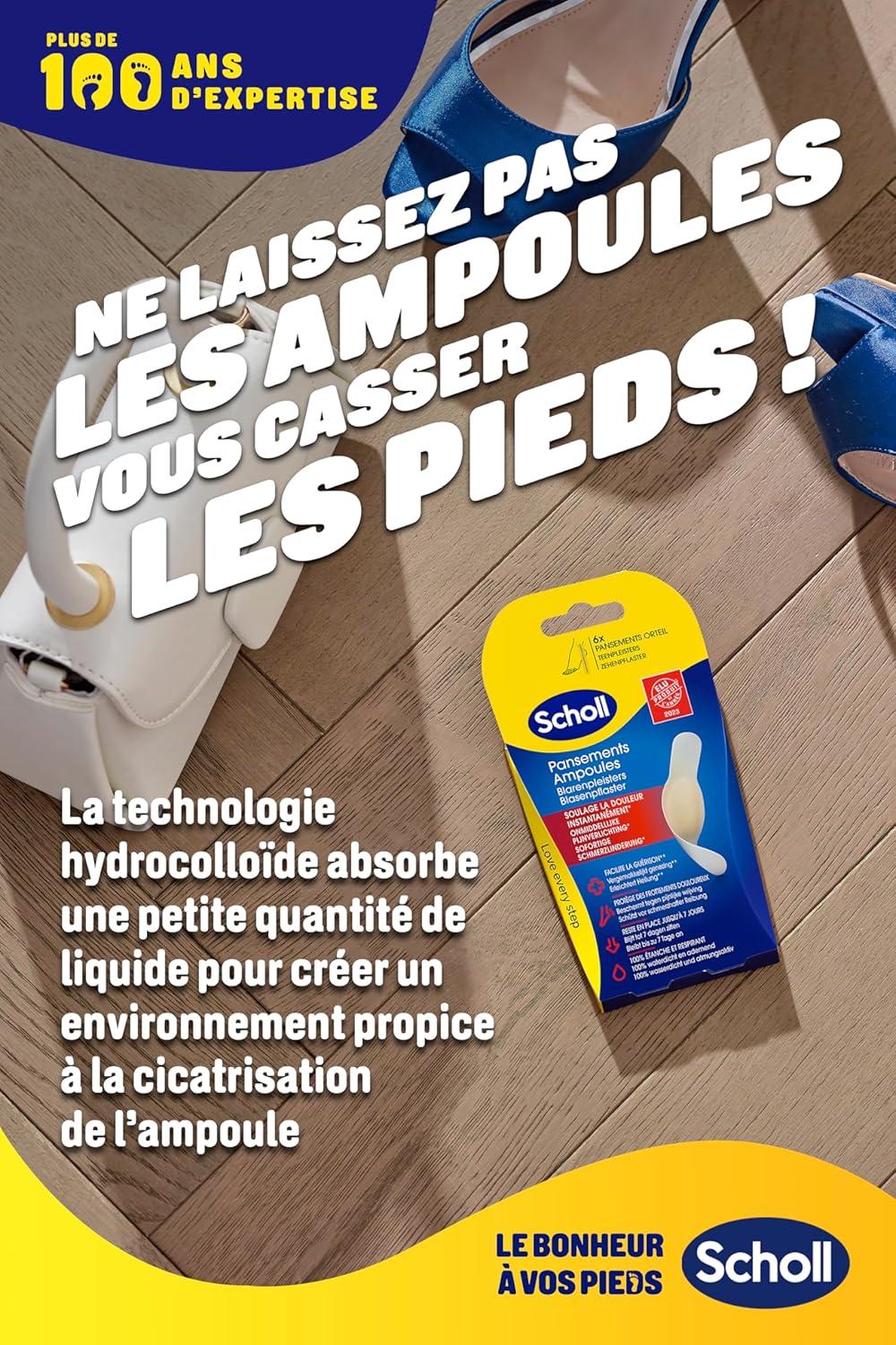 imageScholl Pansements Ampoules Orteils Petit format Soulage Immdiatement la Douleur Cicatrisation Rapide Restent en Place Jusqu 7 Jours Bote de 5 pansements