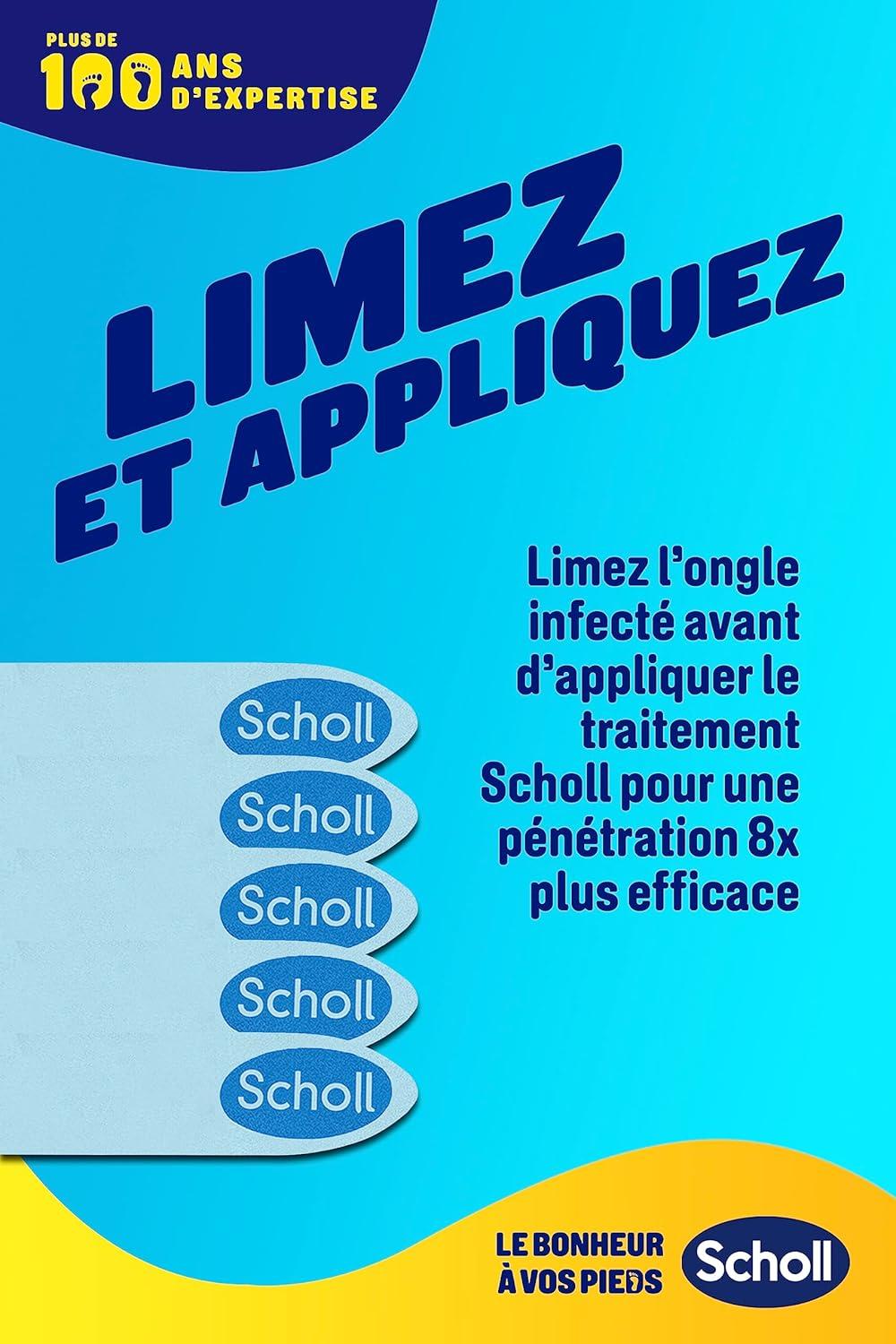 imageScholl Traitement Solution 2en1 Mycose dongle Rsultats Visibles en 2 Semaines Pntre et Traite la Source Flacon 38 ml 5 Limes Jetables pour des Ongles sains Facile dapplication