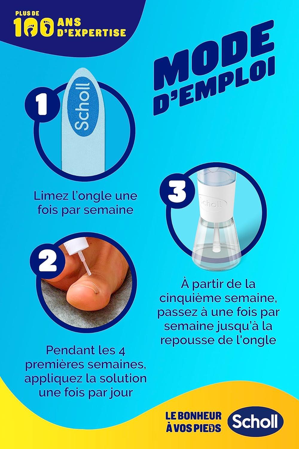 imageScholl Traitement Solution 2en1 Mycose dongle Rsultats Visibles en 2 Semaines Pntre et Traite la Source Flacon 38 ml 5 Limes Jetables pour des Ongles sains Facile dapplication