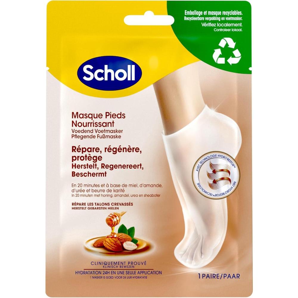 imageDr Scholls Masque Pieds Apaisant et Revitalisant pour Pieds Fatigus et Douloureux Chaussettes Hydratantes qui Adoucissent et Hydratent Grce aux Sels dEpsom Menthol Beurre de Karit et LavandeAmande et miel