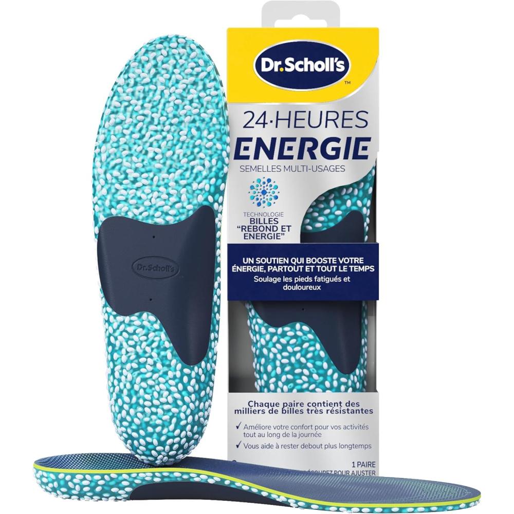 imageDrScholls Semelles multiusages 24Heures nergie pour tout type de chaussures  Technologie Billes Rebond et nergie  Soulage les pieds fatigus et douloureux  1 Paire  Taille Large 40  475Blue