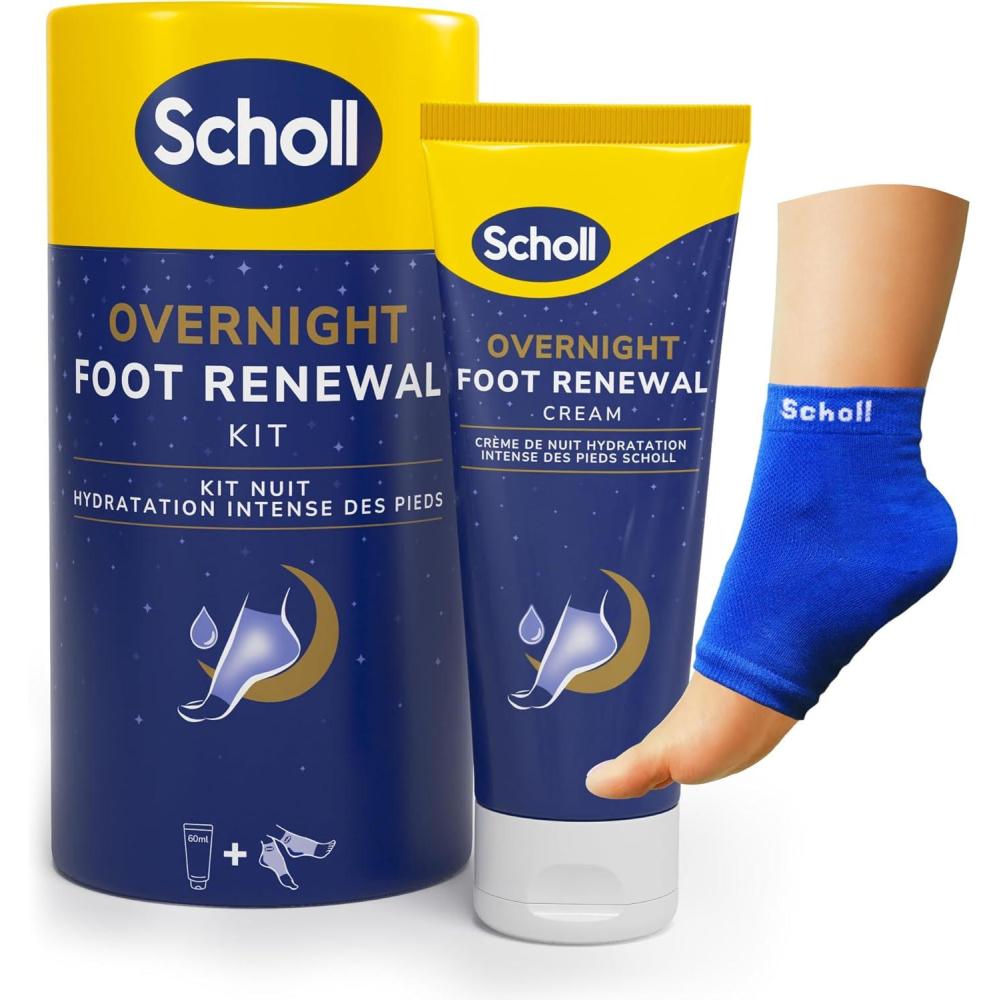 imageScholl Kit Nuit hydratation intense des pieds  Crme hydratante 60 ml et 1 paire de chaussettes en gel rutilisables pour talons  Pieds secs hydrats rsultats visibles ds la premire application