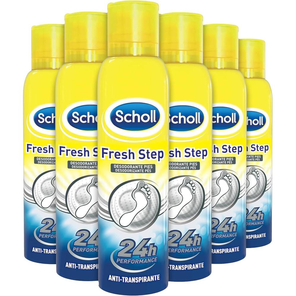 imageScholl Spray Fresh Step Dodorant Pieds  Neutralise Odeurs et Humidit  Formule Purifiante AntiTranspirante  Refrachit et Protge Pieds 24h  Parfum Lger pour Confort Durable  150mlLot de 6 do pieds