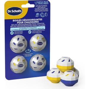 Dr. Scholl&rsquo;s Boules désodorisantes pour chaussures, sacs et casiers de sport – Cliniquement testé – Fraîcheur toute la journée – Réutilisable et à effet longue durée – Élimine les odeurs indésirables