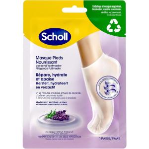 Dr. Scholl&rsquo;s Masque Pieds Apaisant et Revitalisant pour Pieds Fatigués et Douloureux – Chaussettes Hydratantes qui Adoucissent et Hydratent Grâce aux Sels d&rsquo;Epsom, Menthol, Beurre de Karité et Lavande(Lavande)