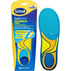 Scholl Semelles GelActiv Décontracté pour chaussures hommes – Un confort renforcé par la mousse à mémoire de forme et la technologie GelWave tout au long de la journée – Taille 40 à 46,5