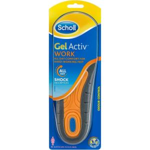 Scholl Semelles de travail GelActiv pour femmes, semelles intérieures à absorption des chocs GelActiv pour rester debout toute la journée – Semelles intérieures pour bottes de travail ou chaussures de travail – Pointures britanniques 3,5 à 7,5, 1 paire (l’emballage peut varier)(39 x 104 x 315mm)