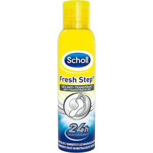 Scholl Spray Fresh Step Déodorant Pieds – Neutralise Odeurs et Humidité – Formule Purifiante Anti-Transpirante – Refraîchit et Protège Pieds 24h – Parfum Léger pour Confort Durable – 150ml(Anti-Transpirant Pieds)