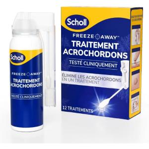 Scholl Traitement Acrochordon Freeze Away – Élimine Acrochordons et Excroissances de Peau en 1 passage rapide grâce à la Cryothérapie – Cliniquement prouvé, Facile d&rsquo;utilisation – 12 Traitements