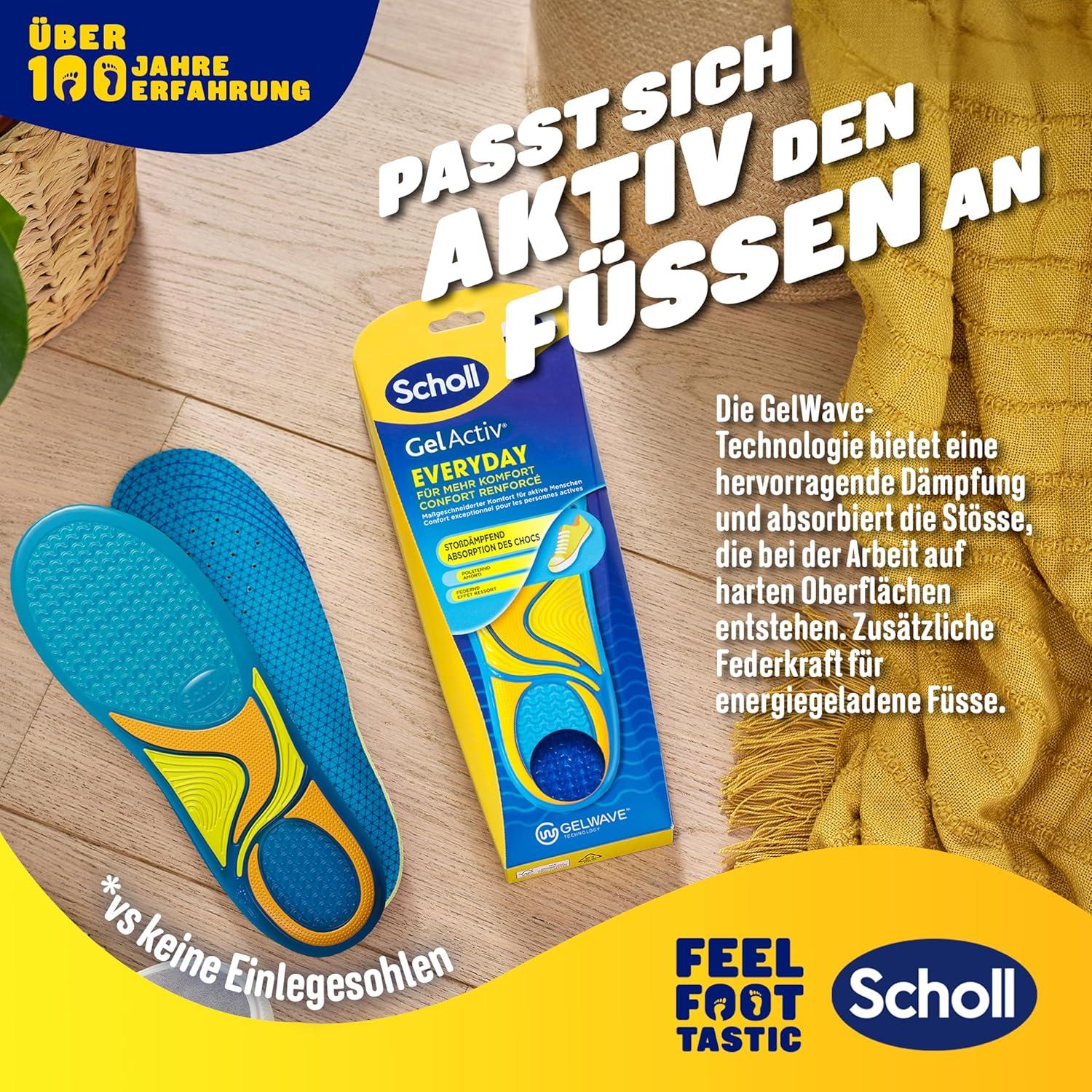 imageScholl Semelles intrieures GelActiv Everyday pour femmes pieds confortables toute la journe rembourrage en mousse mmoire de forme et technologie GelWave sadaptent aux pieds et offrent unNeutre
