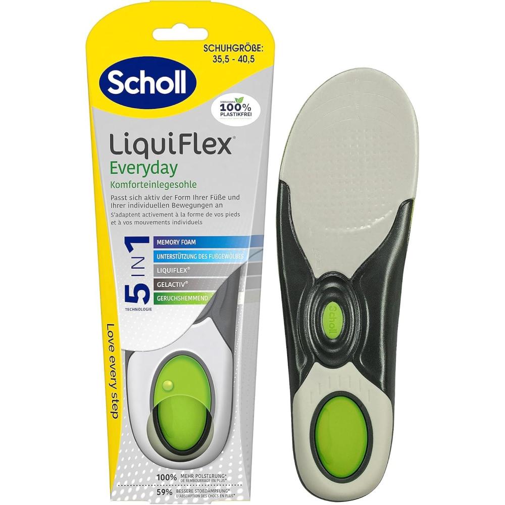 imageScholl Semelles intrieures GelActiv Everyday pour femmes pieds confortables toute la journe rembourrage en mousse  mmoire de forme et technologie GelWave sadaptent aux pieds et offrent unJaune
